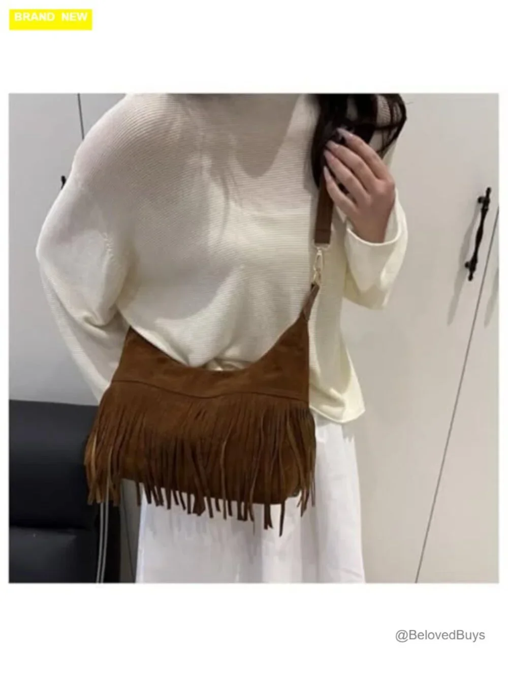 Fringe Hobo Bag Western Purse Shoulder Bag Vegan Suede Tassel Hippie Crossbody